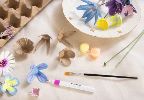 Image d'inspiration - Les fleurs de Pâques sont produites par des plateaux à œufs