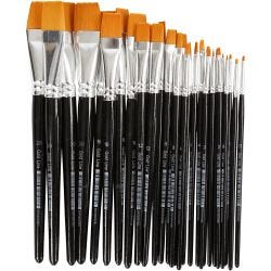 Pinceaux Gold Line, 0+2+4+8+12+16+20, L : 17-21 cm, L : 2-22 mm, Plat, 30pièces/ 1 Pq.