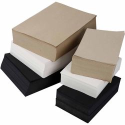 Papier kraft, A3,A4, 100+135 gr, noir, gris, noble, blanc, 6000flles ass./ 1 Pq.