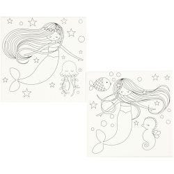Canvas met print, zeemeermin, afm 20x20 cm, 280 gr, wit, 2 stuk/ 1 doos
