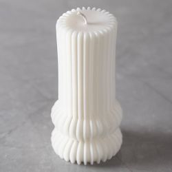 Moule en Silicone, Cylindre cannel&eacute; avec arcs, H : 12,5 cm, d 6 cm, 1 pi&egrave;ce/ 1 Pq.