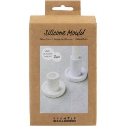 Moule en silicone, Bougeoir, H : 6,5+7,5 cm, d 7,3 cm, 2 pièces/ 1 Pq.