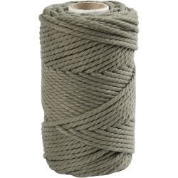 Macramé koord, L: 55 M, d 4 mm, mosgroen, 330 gr/ 1 rol
