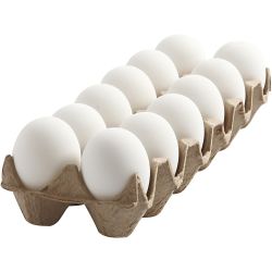 Oeuf en Plastique, H : 6 cm, blanc, 12 pièces/ 1 Pq.