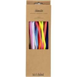Chenille, L: 30 cm, dikte 6 mm, kleurrijk, 25 div/ 1 doos