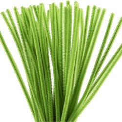 Chenille, L: 30 cm, dikte 6 mm, lime groen, 50 stuk/ 1 doos