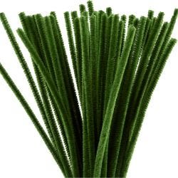 Chenille, L: 30 cm, dikte 6 mm, dennegroen, 50 stuk/ 1 doos