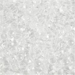 Facet Kralen, afm 3x4 mm, gatgrootte 0,8 mm, kristal, 100 stuk/ 1 doos