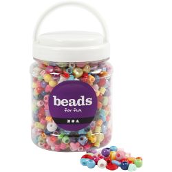 Seau de Perles Plastique, dim. 6-20 mm, diamètre intérieur 1,5-6 mm, 390 gr, 700 ml/ 1 boîte