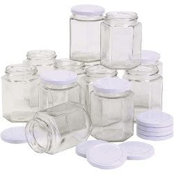 Zeshoekige glazen pot