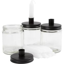 Pot surmonté d'un bougeoir et bougies