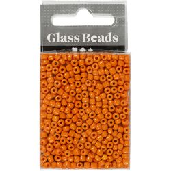 Perles de Rocaille, d 3 mm, dim. 8/0, diam&egrave;tre int&eacute;rieur 0,6-1,0 mm, orange, 25 gr/ 1 Pq.