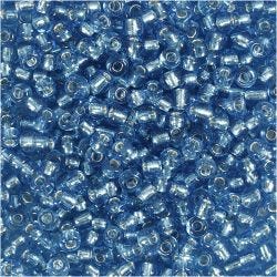 Perles de Rocaille, d 3 mm, dim. 8/0, diamètre intérieur 0,6-1,0 mm, turquoise transparent, 25 gr/ 1 Pq.