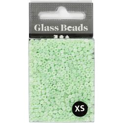 Perles de Rocaille, d 3 mm, dim. 8/0, diam&egrave;tre int&eacute;rieur 0,6-1,0 mm, vert clair, 25 gr/ 1 Pq.