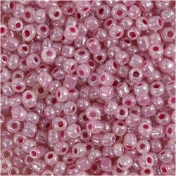 Perles de Rocaille, d 3 mm, dim. 8/0, diamètre intérieur 0,6-1,0 mm, rose, 25 gr/ 1 Pq.