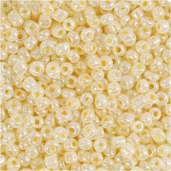 Perles de Rocaille, d 3 mm, dim. 8/0, diamètre intérieur 0,6-1,0 mm, ivoire, 25 gr/ 1 Pq.