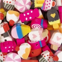 Perles Figurines, Bonbons, gâteaux et glaces, d 10 mm, diamètre intérieur 1,5 mm, 60 pièces/ 1 Pq.