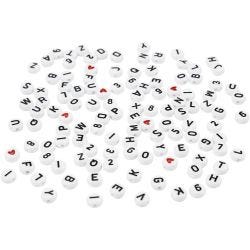 Letterkralen, afm 7 mm, gatgrootte 1,2 mm, wit, 25 gr/ 1 doos