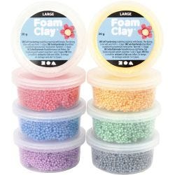 Foam Clay Large, ass. de couleurs, 8x20 gr/ 1 Pq.