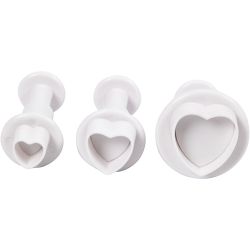 Uitsteekvormen met stempel, hart, d 2+2,3+3 cm, wit, 3 stuk/ 1 doos