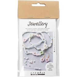 Mini Kit DIY Bijoux, Bracelet élastique, boucles d’oreilles, 1 Pq.