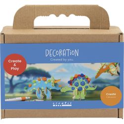 Mini Hobbyset Decoratie, Dinosaurus, rood, blauw, groen, oranje, 1 doos