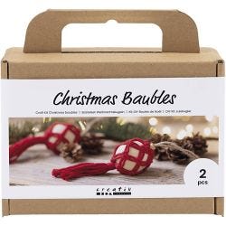 Kit DIY Boules de Noël, Macramé, rouge cerise, 1 Pq.