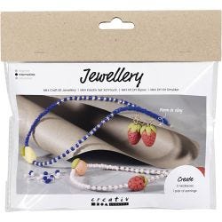 Mini Kit DIY Bijoux, Collier et boucles d’oreilles, bleu roi, 1 Pq.