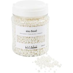 Perles de cire, d 3-8 mm, diamètre intérieur 1,3-2,5 mm, nacré, 430 gr, 700 ml/ 1 boîte