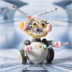 Mini Kit DIY Modelage, Robot, gris, rose, 1 Pq.