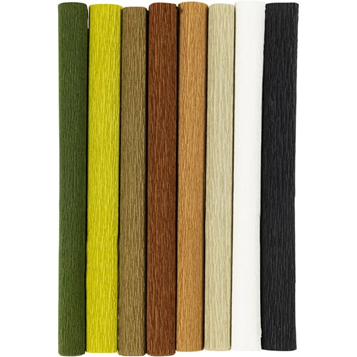 Papier Crépon, feuille 25x60 cm, Crêpé à 180%, 105 gr, naturel, 8 flles/ 1 Pq.