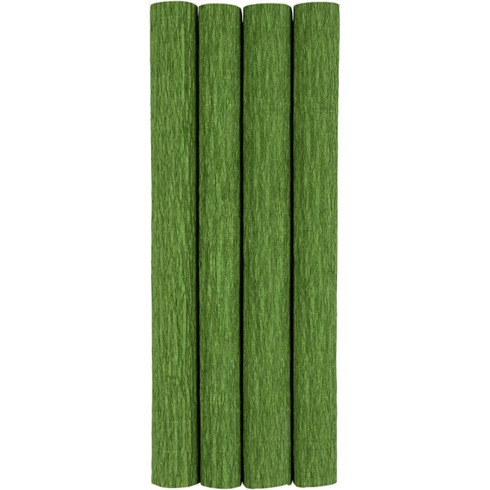 Papier Crépon, feuille 25x60 cm, Crêpé à 180%, 105 gr, vert citron, 4 flles/ 1 Pq.