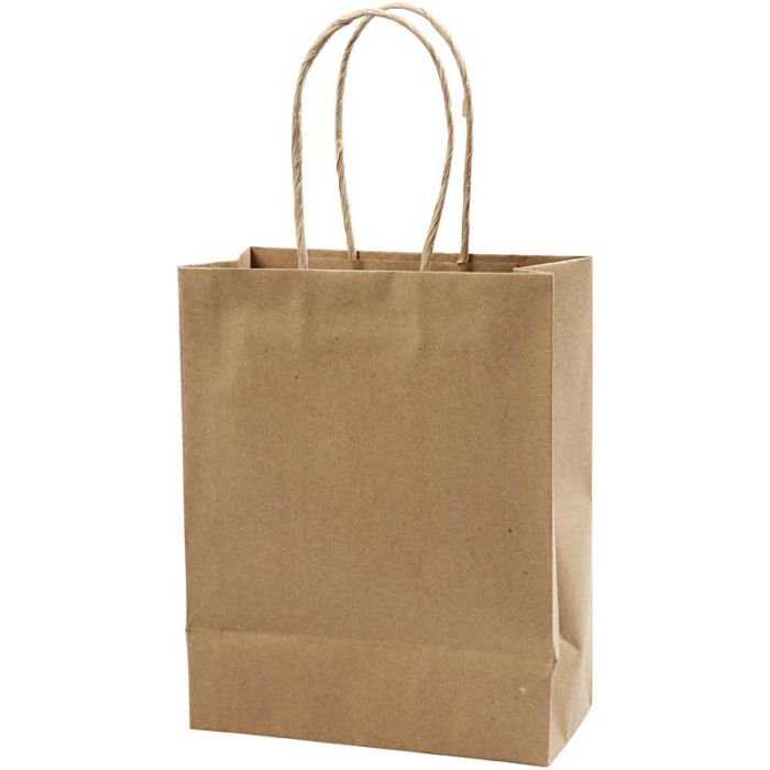 Sac en Papier, H : 23 cm, L : 18x9 cm, 125 gr, brun, 10 pièces/ 1 Pq.