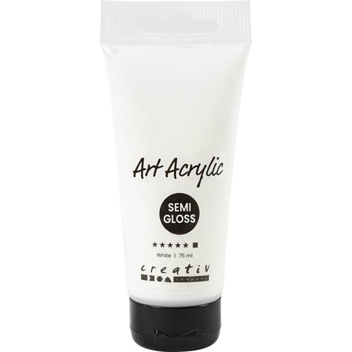 Acryl Verf, semi-glanzend, dekkend, wit, 75 ml/ 1 fles