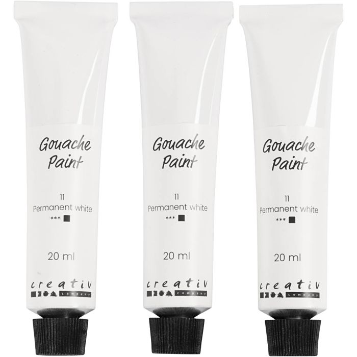 Gouacheverf, wit, 3x20 ml/ 1 doos