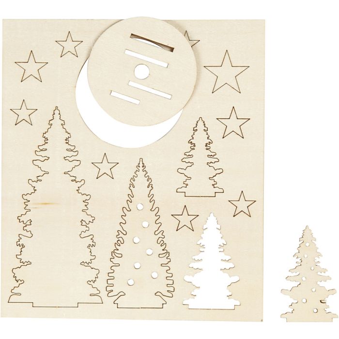 Figurines à assembler, Sapins de Noël, L : 20 cm, L : 17 cm, ép. 3 mm, 1 Pq.