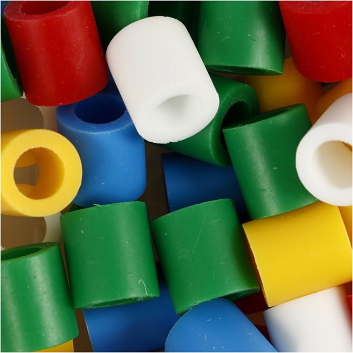 Strijkkralen, afm 10x10 mm, gatgrootte 5,5 mm, JUMBO, standaardkleuren, 1000 div/ 1 doos