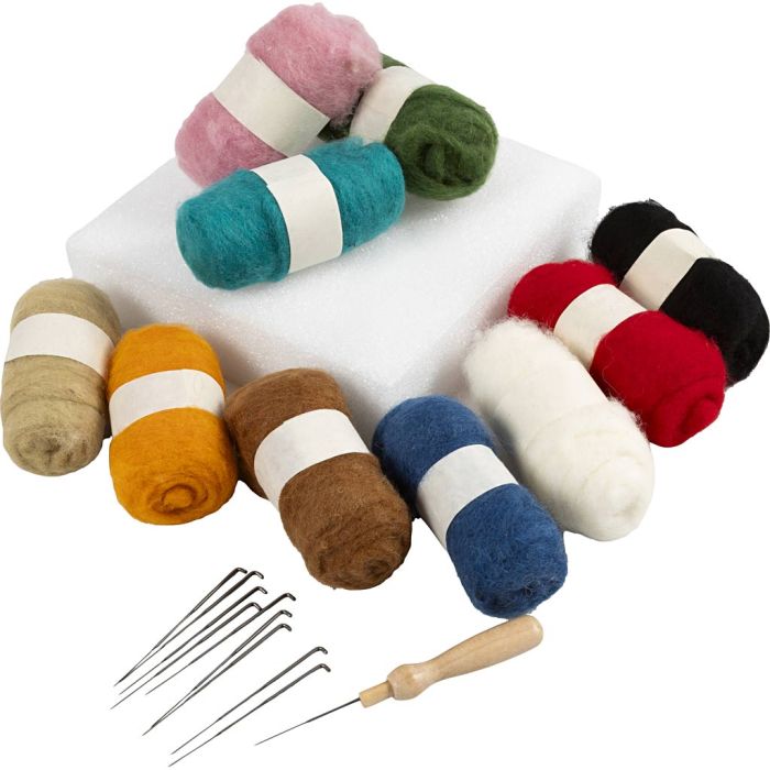 Groepsset naaldvilten, diverse kleuren, 1 set