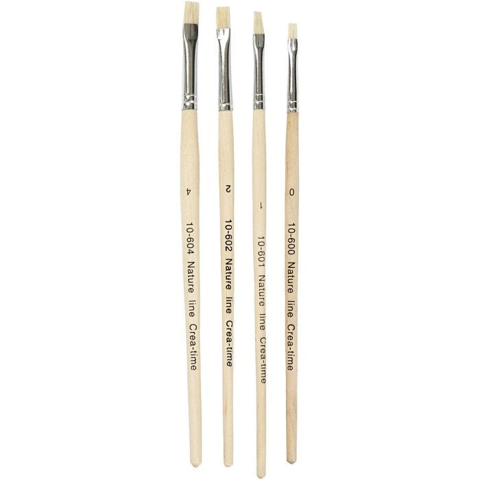 Pinceau Nature Line, dim. 00+1+2+4, L : 18,5-19 cm, L : 5-7 mm, Plat, 4 pièces/ 1 Pq.
