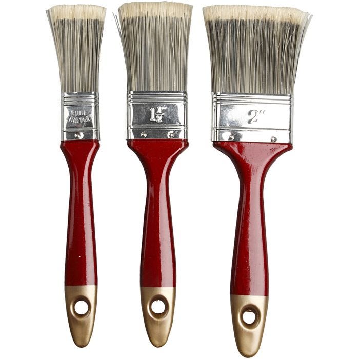 Pinceaux à Vernis, L : 20 cm, L : 25-50 mm, Plat, 3 pièces/ 1 Pq.