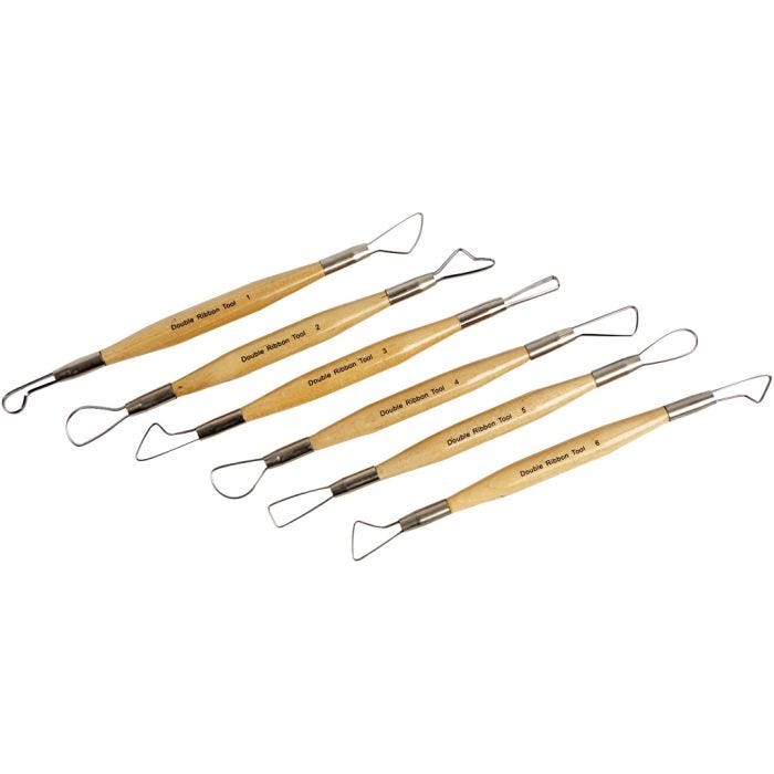 Kleilusgereedschappen, scherpe kanten, L: 20 cm, 6 stuk/ 1 doos