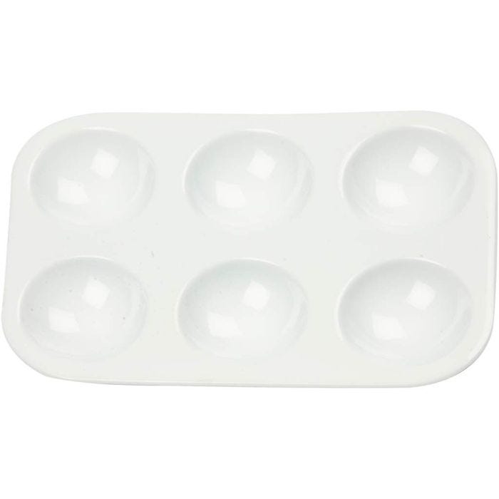 Palette, Palette rectangulaire avec 6 compartiments, dim. 13x8,5 cm, blanc, 10 pièces/ 1 Pq.