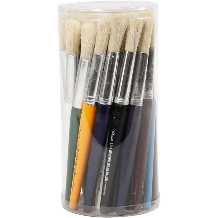 Kwasten voor Kinderen, L: 19 cm, B: 12 mm, rond, 30 stuk/ 1 doos