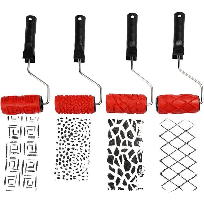 Rouleaux à motifs, L : 10 cm, 4 pièces/ 1 Pq.
