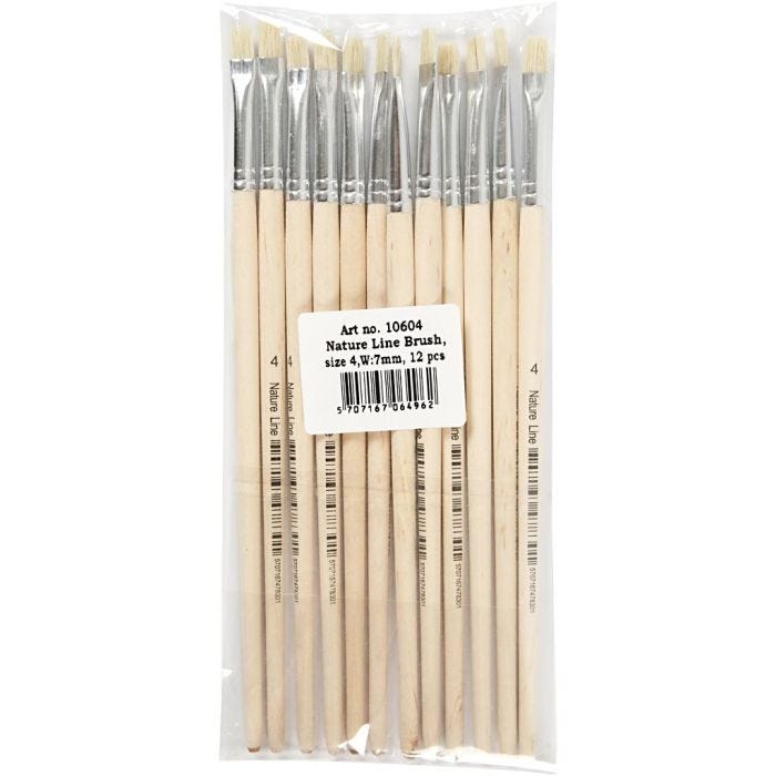 Pinceau Nature Line, dim. 4, L : 18,5 cm, L : 7 mm, manches courts, 12 pièces/ 1 Pq.