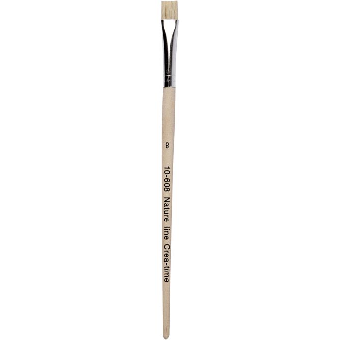 Pinceau Nature Line, dim. 8, L : 18,5 cm, L : 10 mm, Plat, 12 pièces/ 1 Pq.