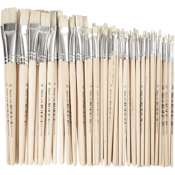 Pinceau Nature Line, dim. 00+0+1+2+4+12+14+20, L : 18-22 cm, L : 3-20 mm, Plat, 68 pièces/ 1 Pq.