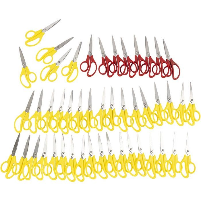 Ciseaux enfants - set, L : 12,5 cm, pointus, droitier &amp; gaucher, 48 pièces/ 1 Pq.