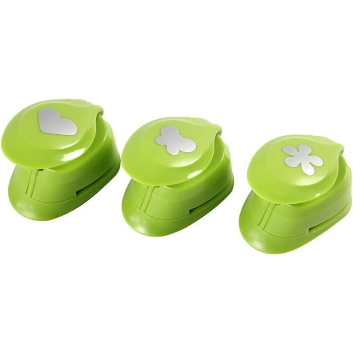 Set de perforatrices, fleur, papillon, coeur, dim. 25 mm, 3 pièces/ 1 Pq.