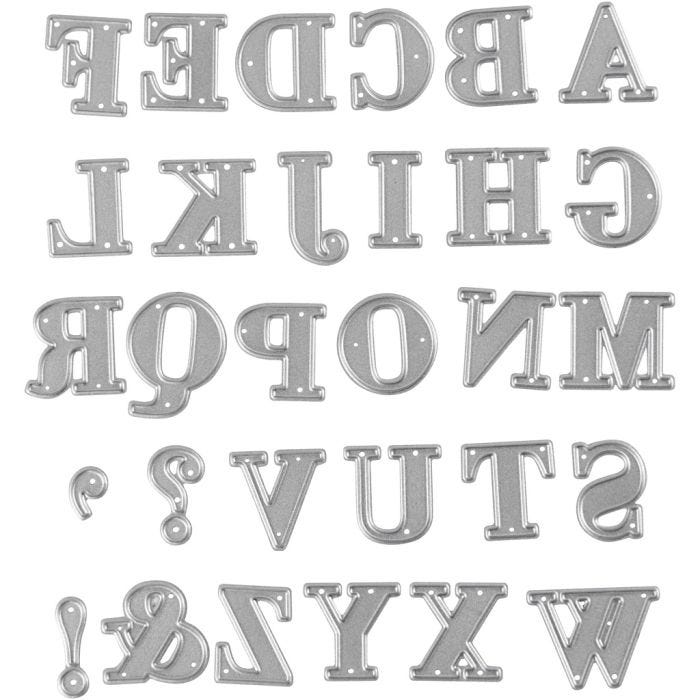 Gabarit de coupe, aphabet, dim. 2x1,5-2,5 cm, 1 pièce